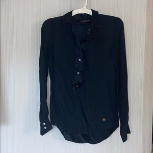 liebeskind dark blue silk button down shirt